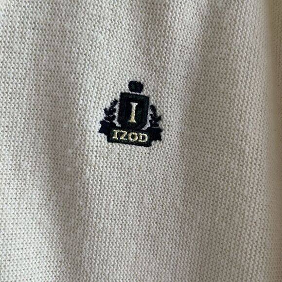 IZOD vintage Cardigan Sweater Mens M Ivory Y2K Oversized Grandpa Preppy Academia - Picture 10 of 13